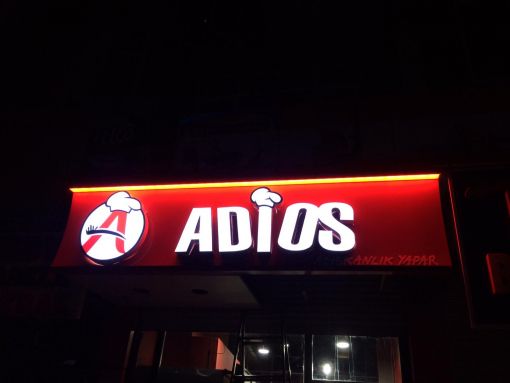  adios,ışıklı tabela